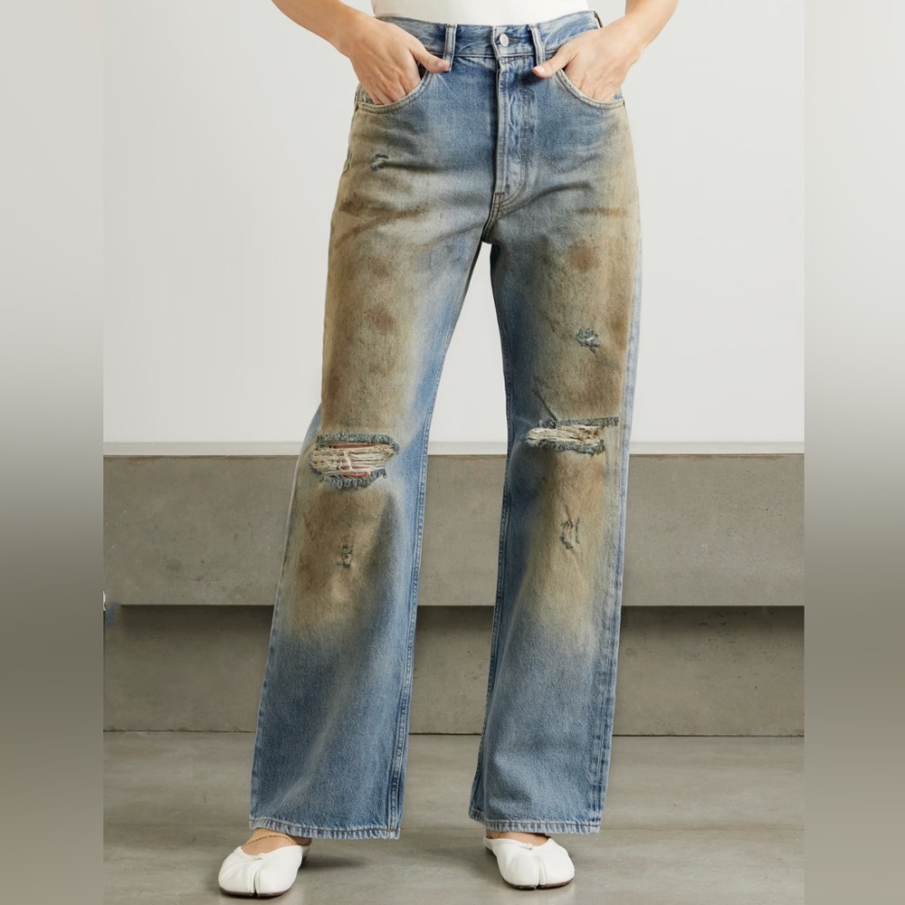 Acne Studios 2021 F Distressed Dirty Effect Mid-Rise Jeans NWT